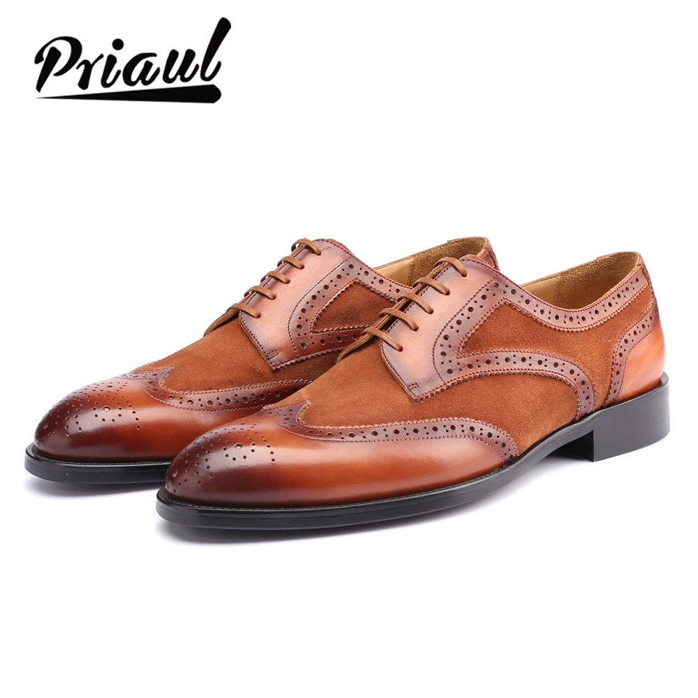 Мужские туфли Дерби из натуральной кожи роскошные фирменные винтажные ручной