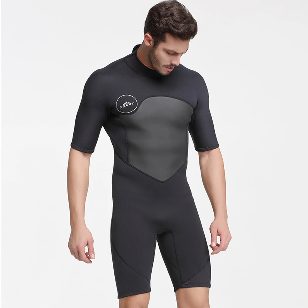 

SBART 2MM Neoprene Wetsuit Men Keep Warm Swimming Scuba Diving Bathing Suit Short Sleeve Triathlon Wetsuit for Surf Snorkeling