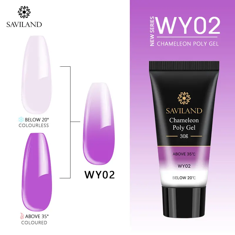SAVILAND 30g Color Changing Poly Gel Acryl Gel UV Builder Gel Clear Pink Varnish Soft No Burnning Cover Natural Gel Polish - Цвет: WY02