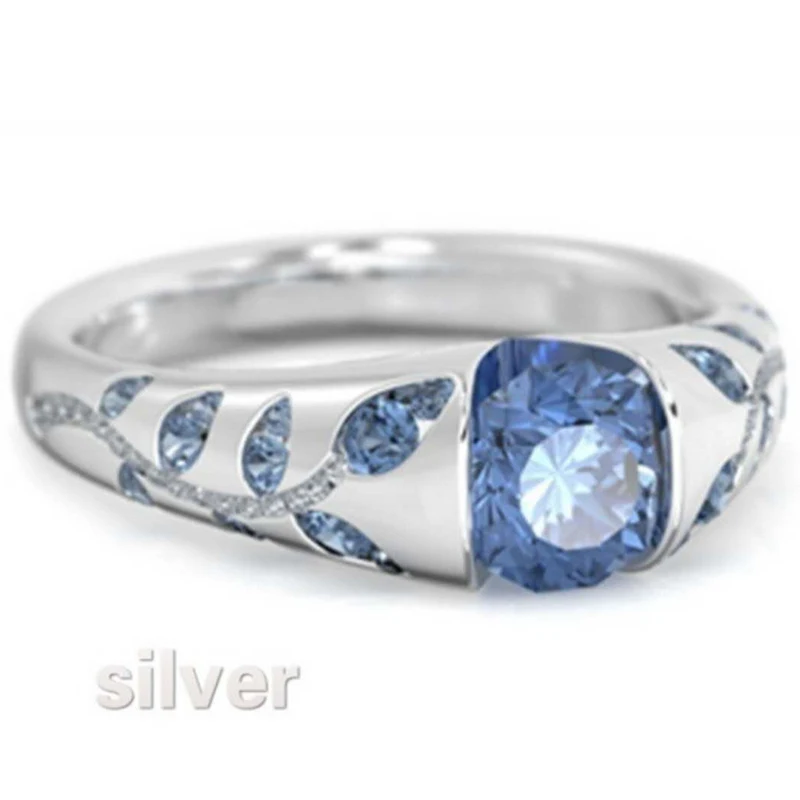 Модные трендовые обручальные кольца с голубыми и белыми кристаллами для женщин