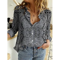 elegant vintage paisley printed shirts womens clothing autumn 2021 new casual long sleeve chiffon blouses female oversized 5xl