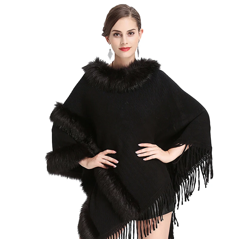 Осенне зимняя новая кашемировая шаль с круглым воротником и кисточками| |