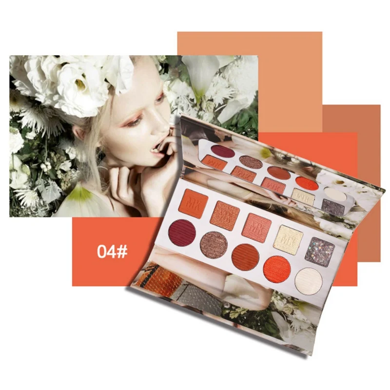 10 цветов металлический блеск Тени для век Палитра Водонепроницаемый устойчивый