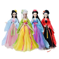 16 scale 30cm ancient costume hanfu dress long hair fairy princess barbi doll double joints body model toy gift for girl c1227