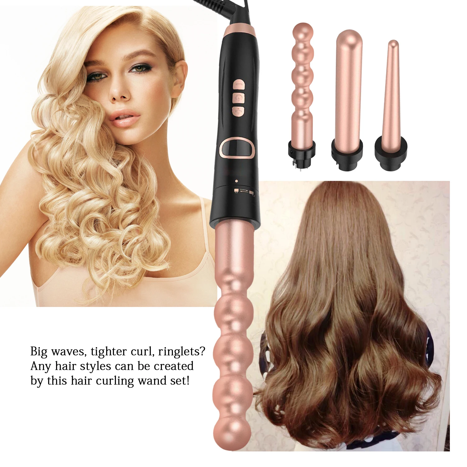 5 в 1 розовое золото локоны Волшебные электрические щипцы для завивки Керамика