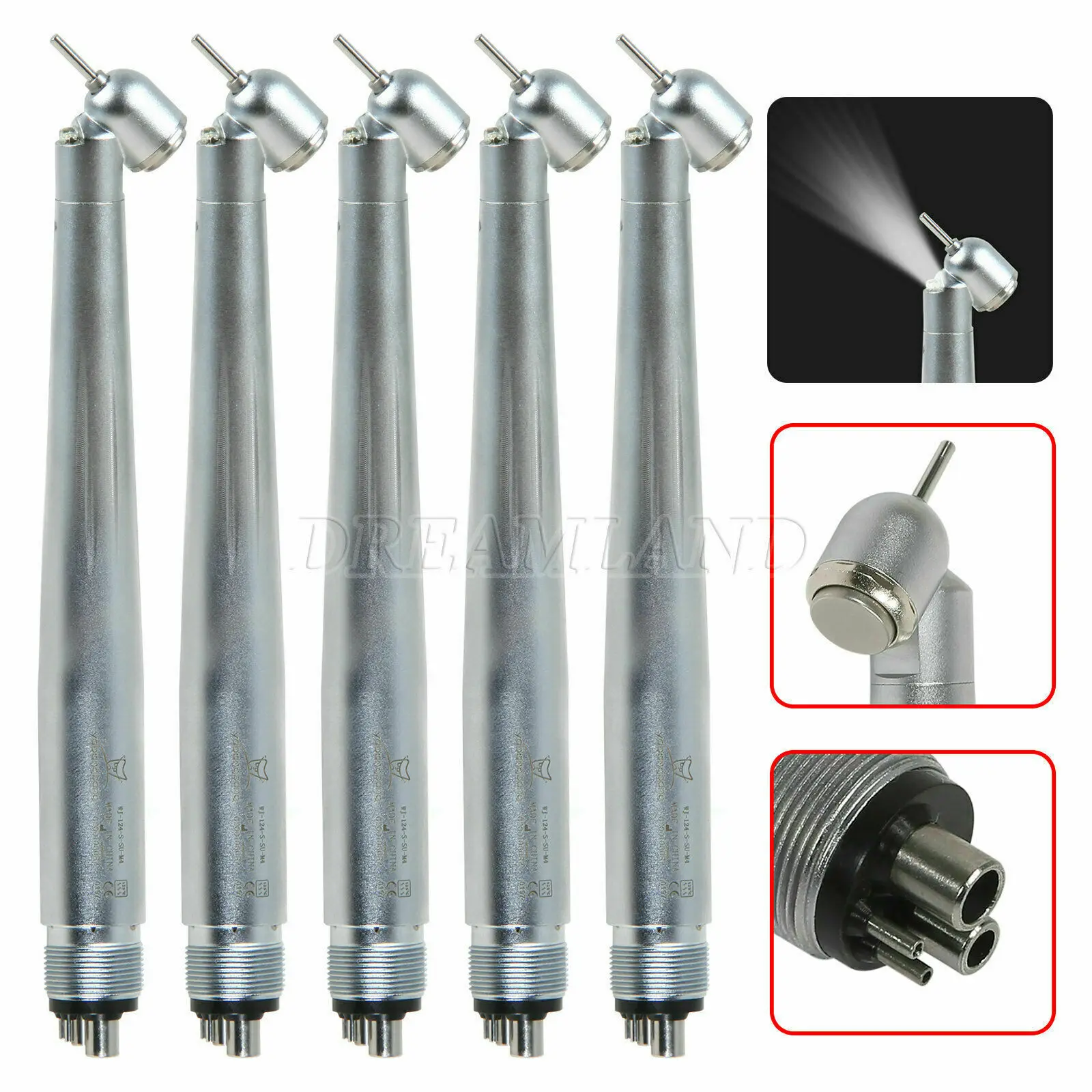 

5PCS NSK PANA MAX Type Dental LED 45° Degree Surgical Standard Head High Speed Handpiece E-generator Turbine 4Holes