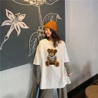 real shot 2021 autumn and winter new towel embroidery bear fake two