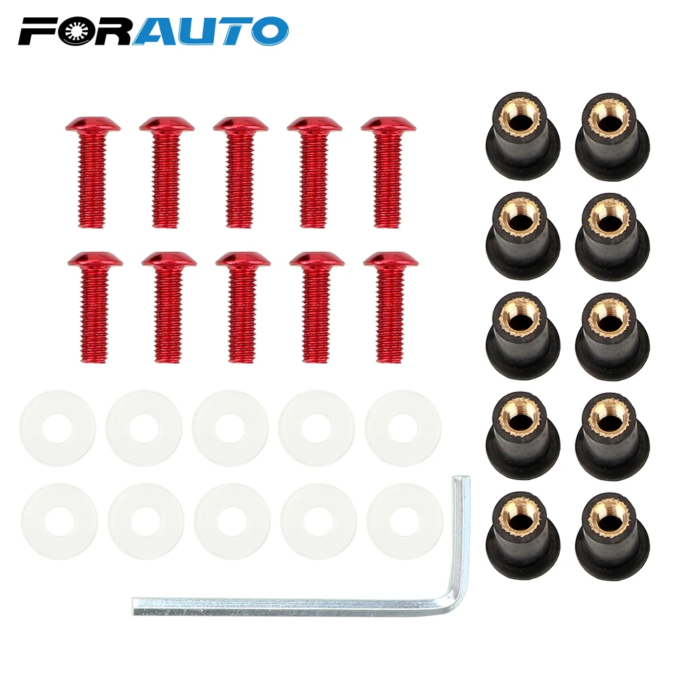 FORAUTO 10 шт./компл. ветровой экран болт гайка шайба винт мотоцикл крепежная деталь