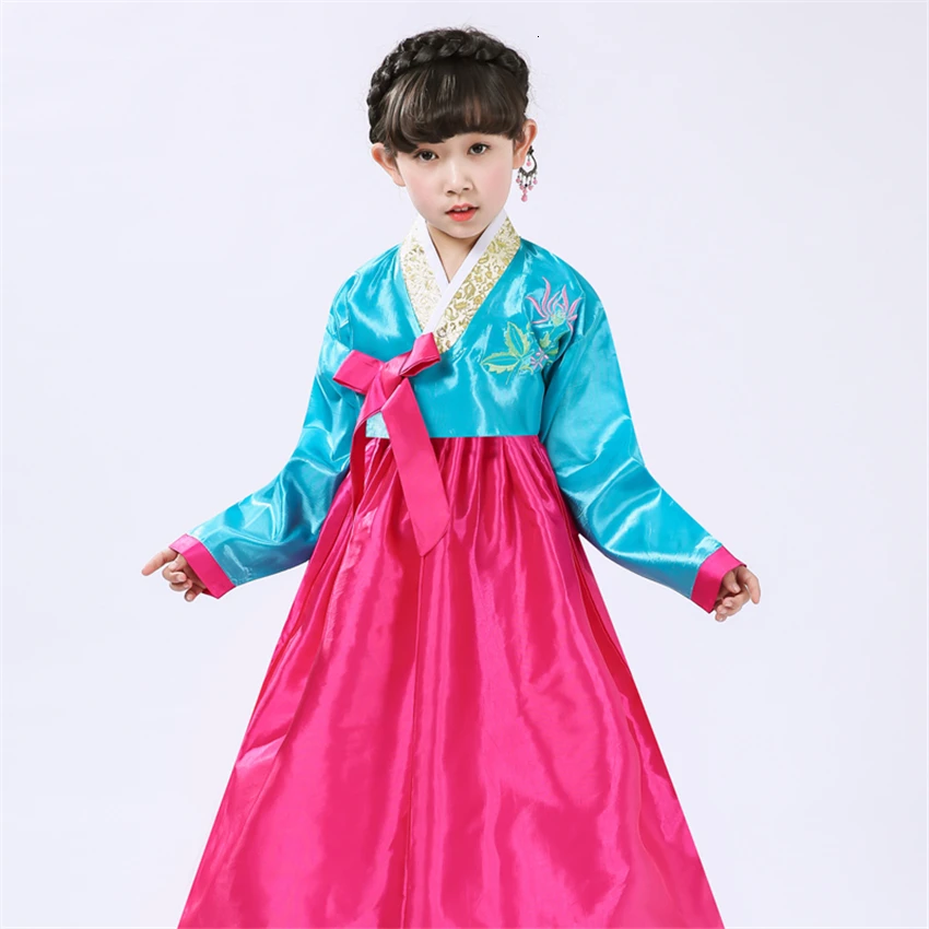 

Birthday New Year Gift Multicolor Cosplay Costumes for Kids Girl Dress Hanbok Korean Style Party National Children Dance Yukata
