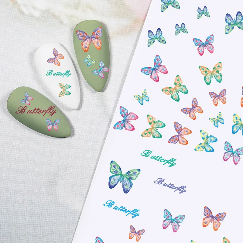 

Nail Stickers Decals Love Flowers Nail Stickers Butterfly Animal Plants Leaves DIY Nail Stickers