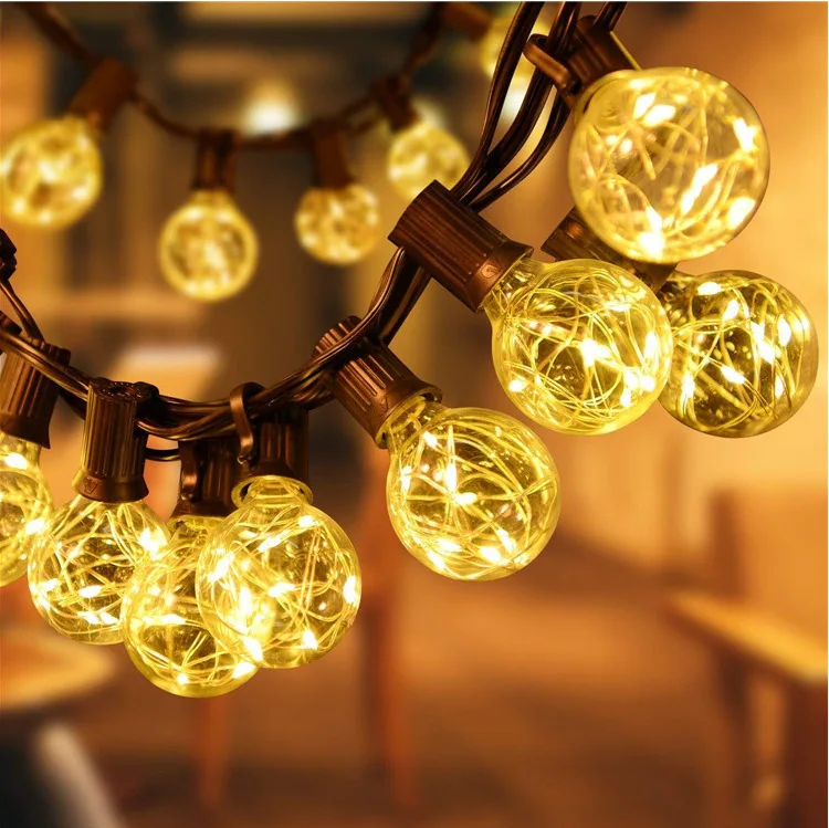 

СВЕТОДИОДНАЯ Гирлянда G40 с круглыми прозрачными лампами и запасными лампами, водонепроницаемая, IP44, подвесные светильники для внутреннего ...