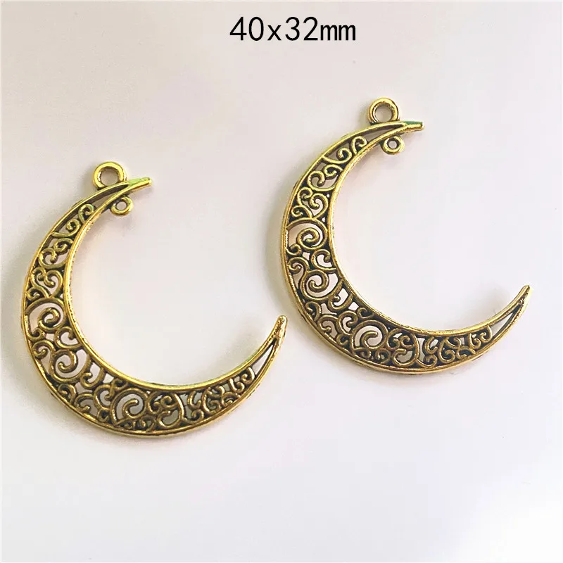 

18pcs 40x32mm Moon Charms Pendants Antique Gold Tone Jewelry Making DIY Bracelet Necklace Handmade Craft Accessorie