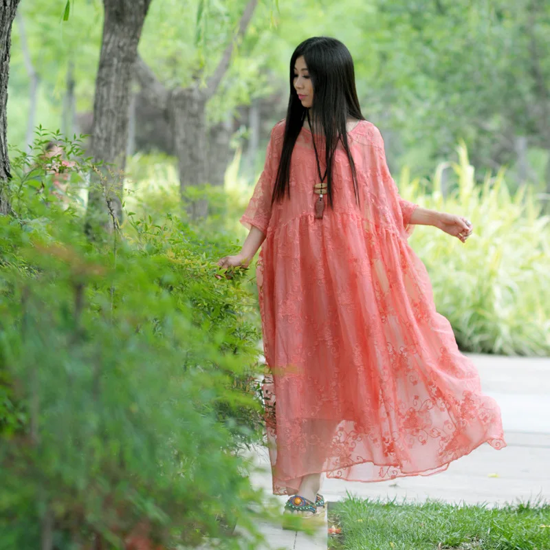 

Spring new literature and art women's real silk wrinkled lace dress + suspender two piece dress real silk dress