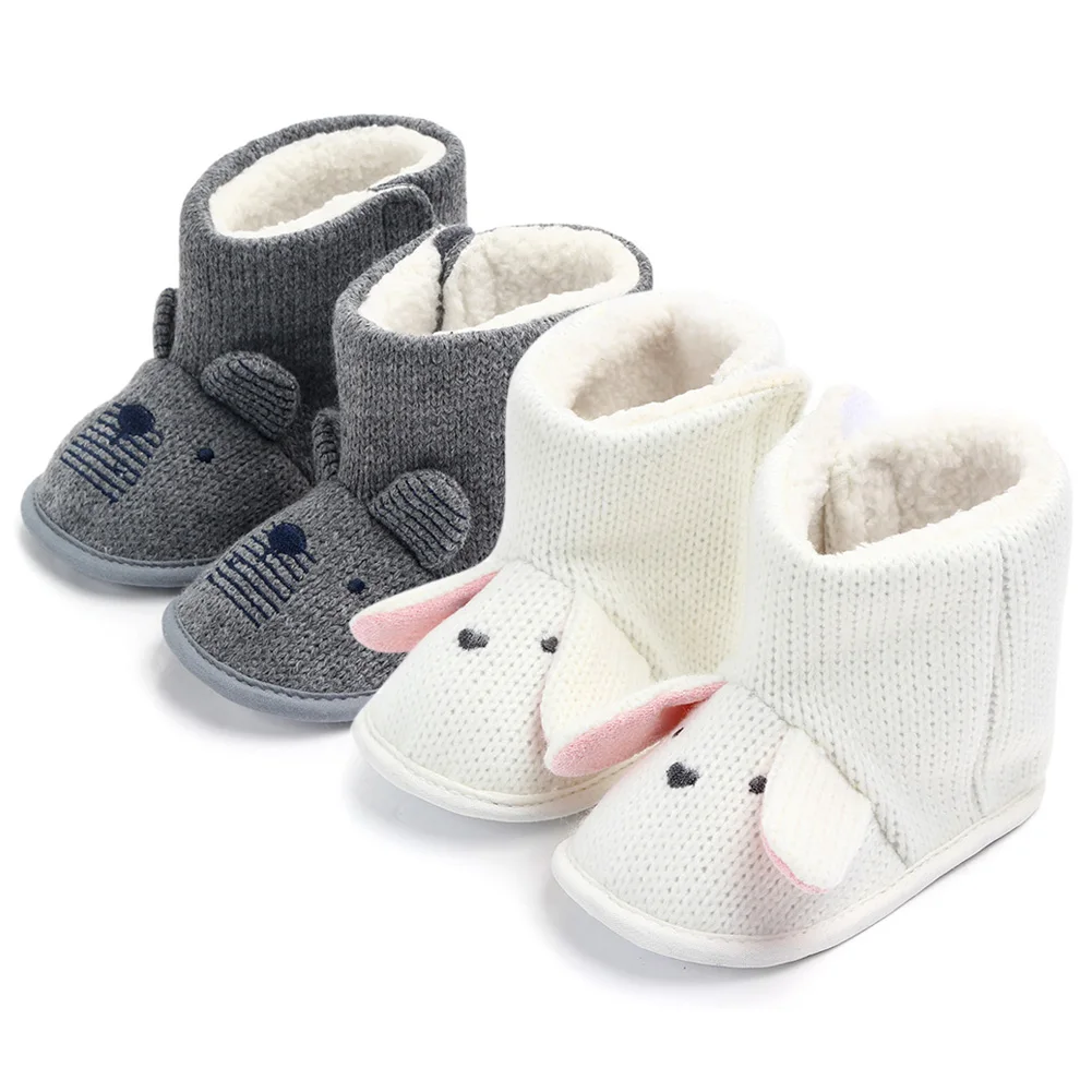 Детские зимние сапоги для малышей теплые с милым медведем обувь новорожденных