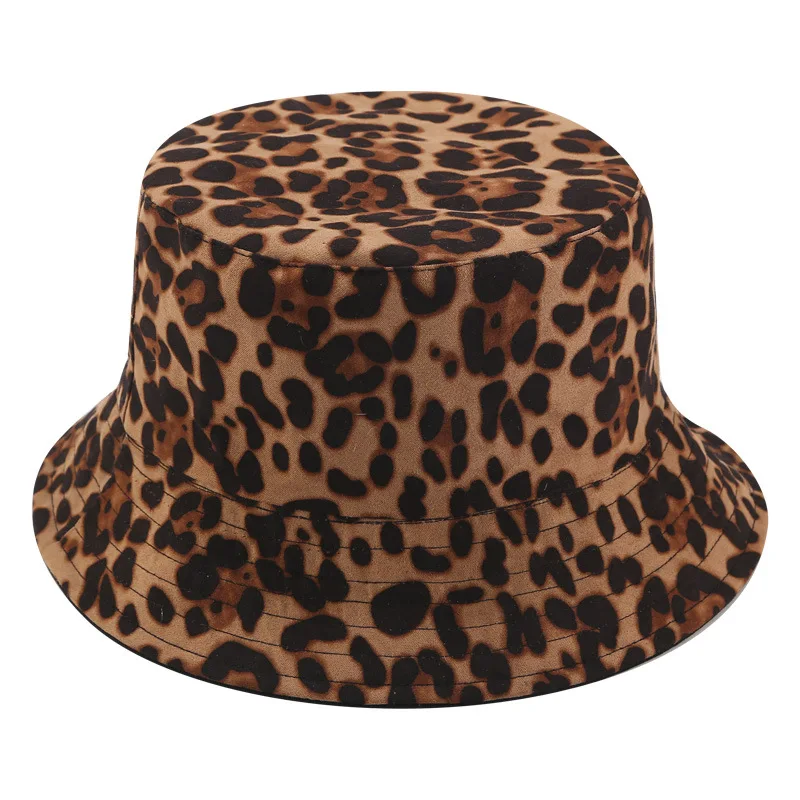

Fashion Suede Leopard Print Bucket Hat For Female Casual Bucket Cap Panama Fisherman Fishing Hat Outdoor Streetwear Hip Hop Hat