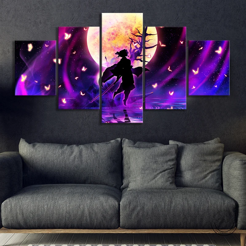 

5pcs Demon Slayer Anime Poster Canvas Wall Art Paintings for Bedroom Wall Decor