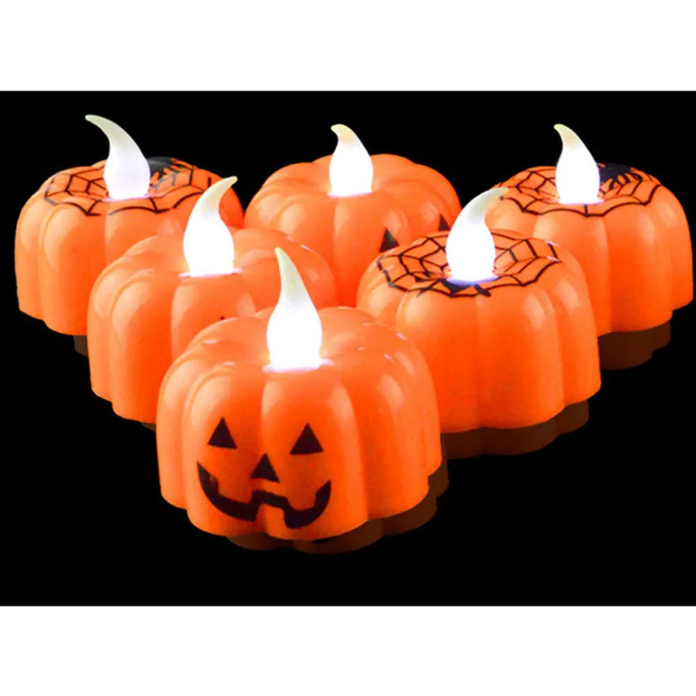 

6 Pcs Pumpkin Lantern LED Electronic Light Candle Light Party Tea Light for Holiday Christmas Thanksgiving (