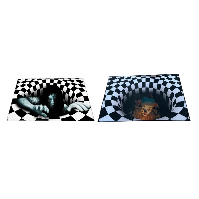 

2Pcs Stereo Vision Circular Carpet Floor Mat Geometry Living Room Bedroom Carpet Art Tea Table Carpet