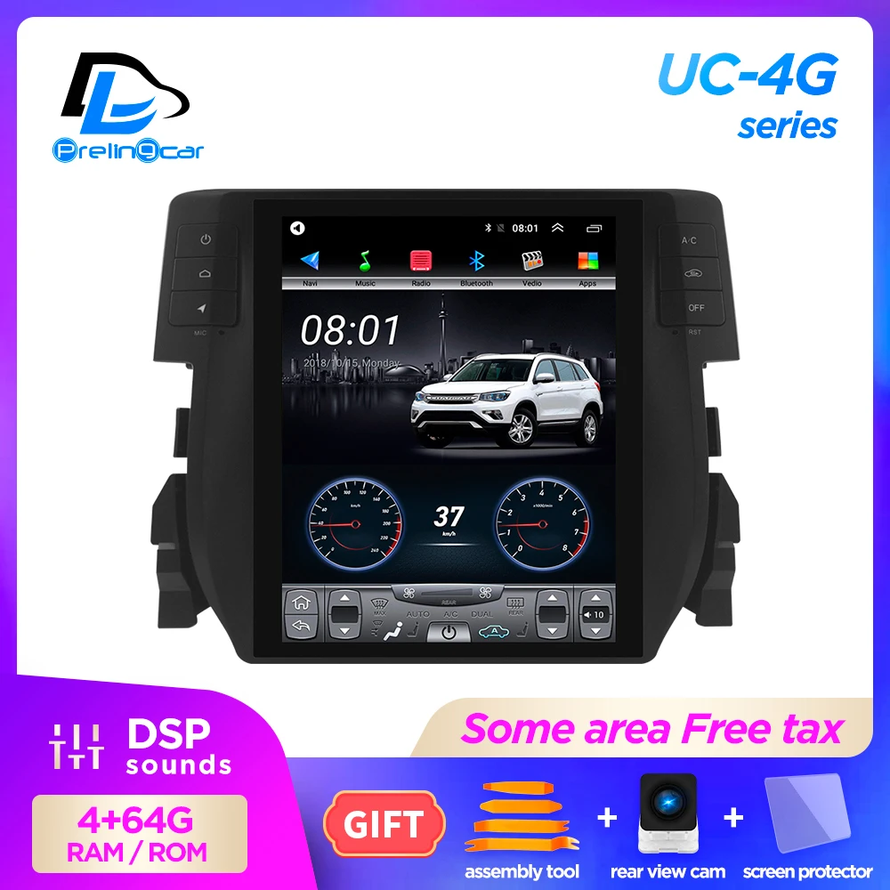 4G Lte 32G ROM вертикальный экран мультимедийный видео радио плеер для Honda New civic 2015-2020