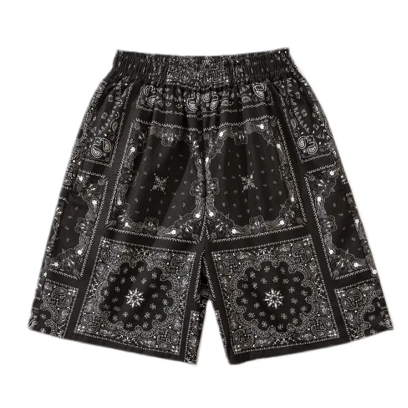 

2021 Summer New Korean Ins High Street Retro Paisley Hip Hop Casual Loose-Fitting Wide-Leg Short Jumpsuit Men and Women Fashion