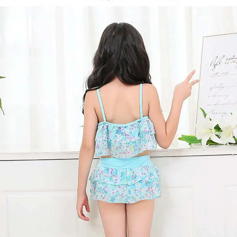 Badpak zomer kind meisje klein badpak met bloemenprint top rok shorts set 2020|детские костюмы-двойки| |