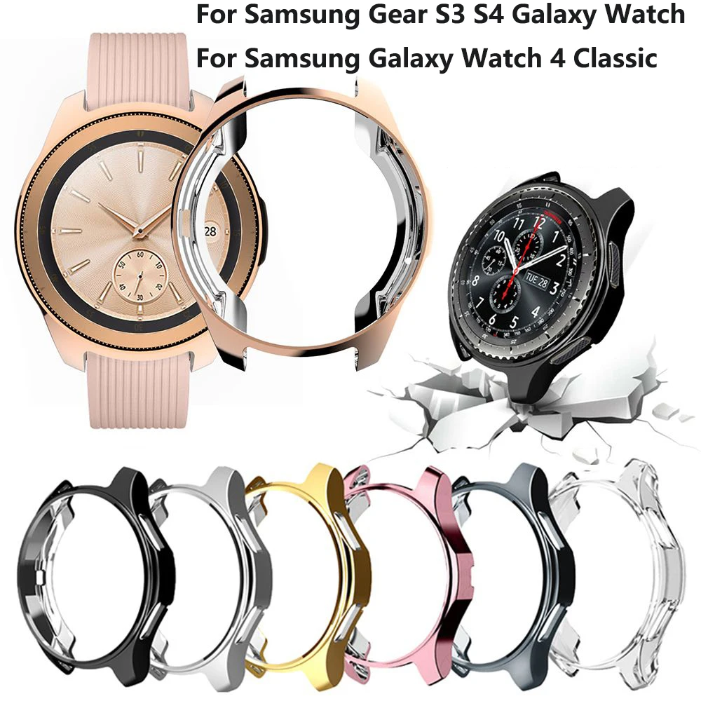 2021New Electroplated Case for Samsung Gear S3 S4 Galaxy Watch Soft TPU All-Around Protective Bumper Shockproof Anti Scratch