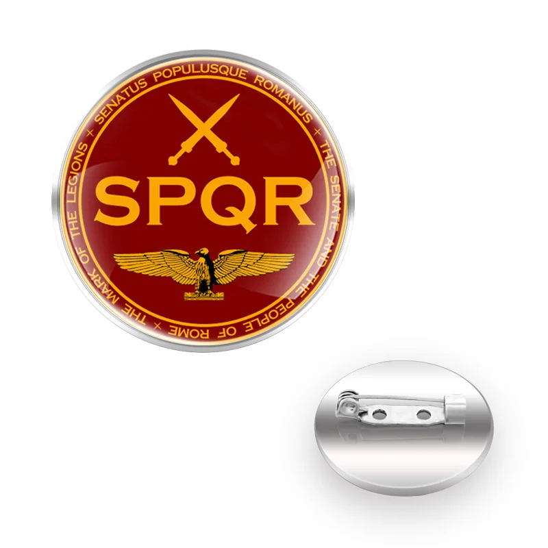 

SPQR Roman Empire Design брошь Brooches Collar Pin Glass Convex Dome Charm брошки на одежду Accessories Gift