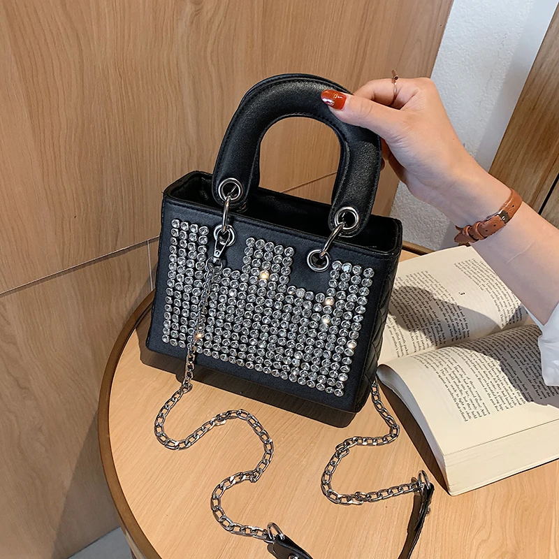 

luxury designer Fashion Diamond Women Handbags Pu Leather Shoulder bag for female Crossbody Bags Rivet leather totes purse