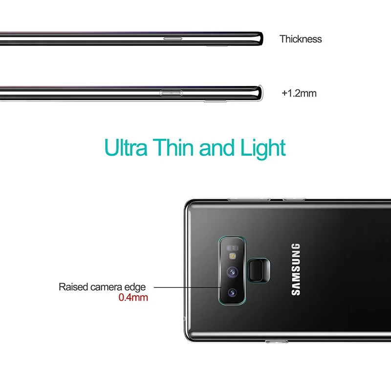 Прозрачные ультра тонкие мягкие чехлы из ТПУ для Samsung Galaxy Note9 Note 9 задняя крышка