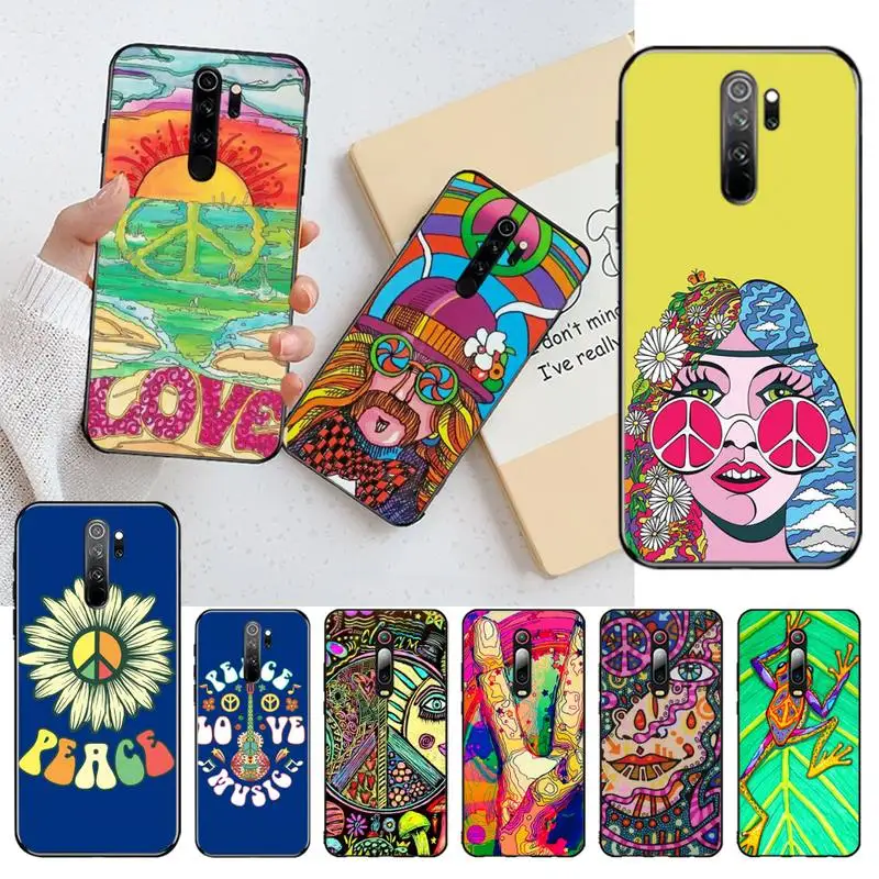 Hippy Hippie Psychedelic Art Peace DIY phone Case cover Shell for Redmi Note 9 8 8T 8A 7 6 6A Go Pro Max Redmi 9 K20 K30