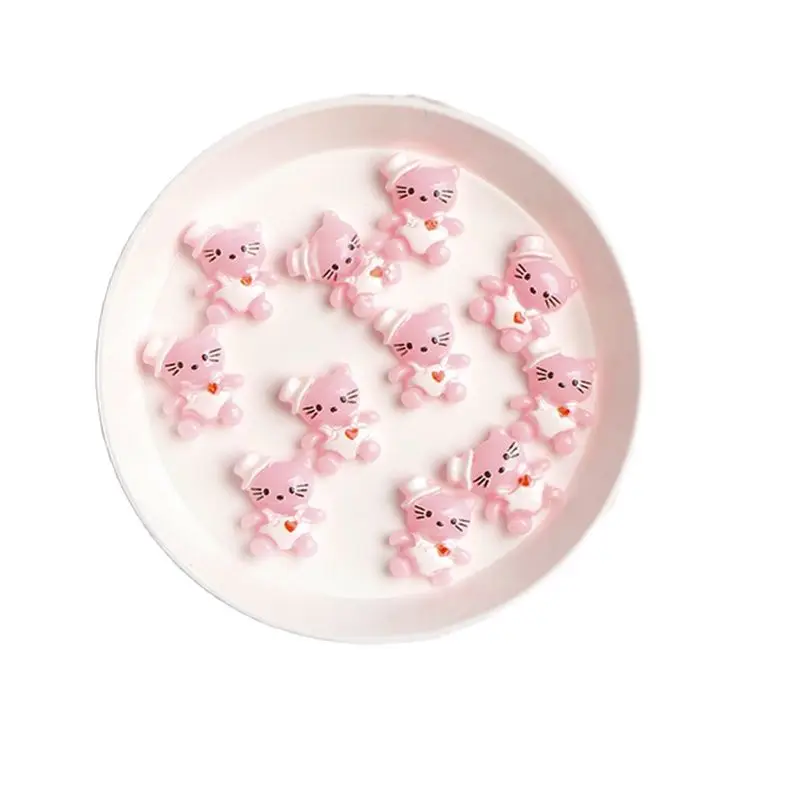 Новые плоские стразы из смолы с милым котом 9.5x11мм 3D для дизайна ногтей нанесение