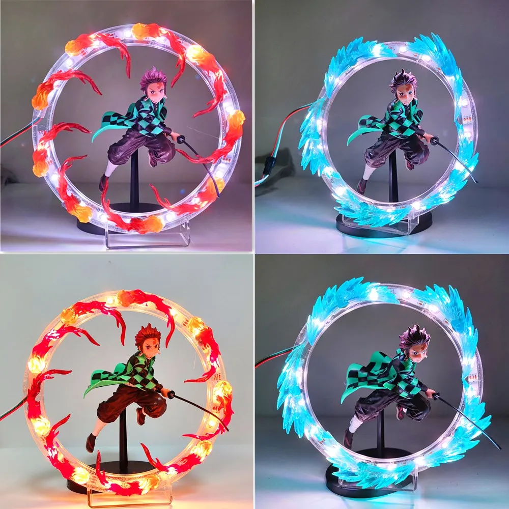 Anime Figure Demon Slayer Tanjirou Fire Water Circle DIY PVC Toys LED Model Kimetsu no Yaiba Action Figma 20cm Juguetes Demonic | Игрушки и