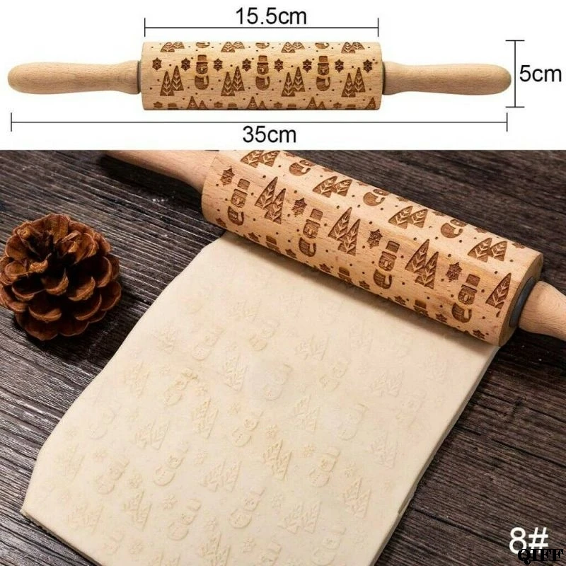 Рождество Хэллоуин Скалка тиснение выпечки печенья Выгравированные ролик теста