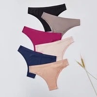6pcs woman underwear seamless ice silk panties for women sexy sports female t back soft g string thongs for ladies underpants