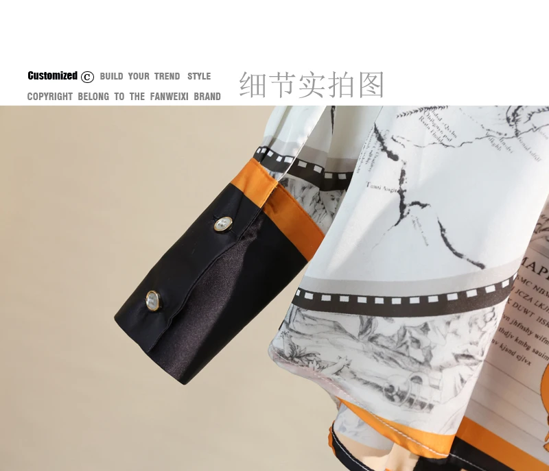 

Silk Satin Contrast Color Print Bow Collar Shirt Women Spring 2021 New Tops Mujer Female Bow Ribbon Long Sleeve Shirt Streetwear