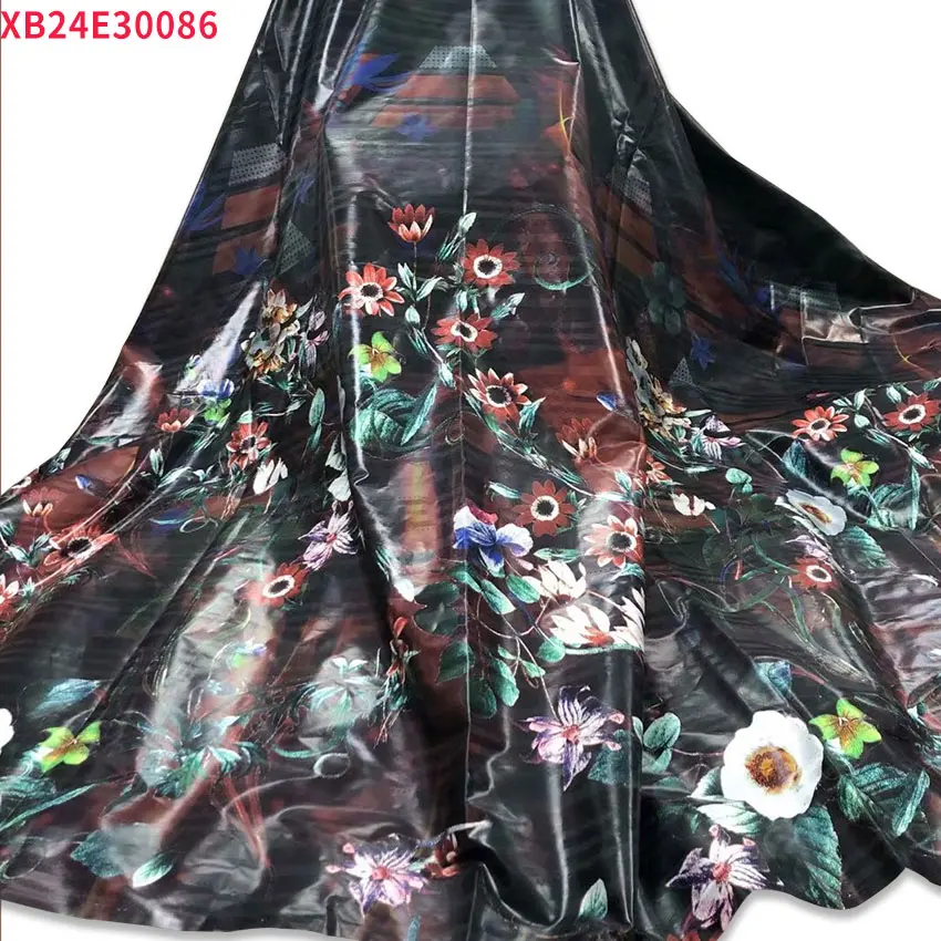 

Hot sale African high-end white brocade high-quality printed shiny Bazin fabric for dress party XB24E30086