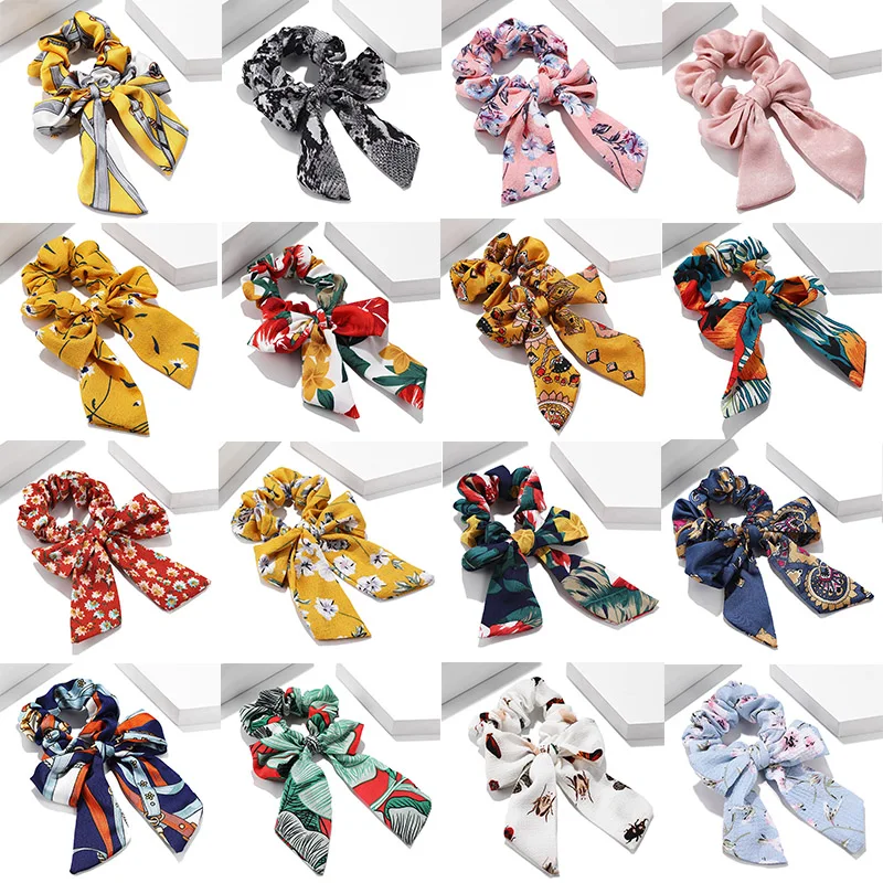 Резинки для волос в винтажном стиле с бантом и цветочным принтом большие размеры