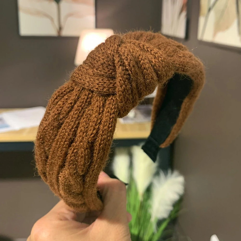 

New Winter Knitted Headband Women Warm Handmade Hairband Girls Fashion Solid Turban Center Knot Casual Hair Accessories