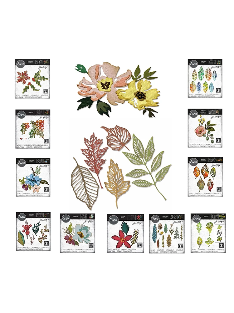 

Brushstroke Flowers Bloom Holly Pieces Arrival New Cut Die Various Card Series Scrapbook Paper Craft Knife Mould Blade Punch.