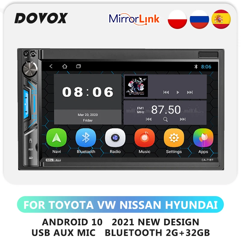 

Автомобильный мультимедийный плеер DOVOX, стерео-система на Android, с GPS, IPS экраном, DSP, Wi-Fi, для Volkswagen, Toyota, Nissan, Hyundai, типоразмер 2 Din