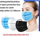 10-500 шт. одноразовые хирургические маски розовый синий черный, белый цвет маска для лица 3 слоя аэродинамическим способом из расплава нетканые дышащая медицинских лицевых масок