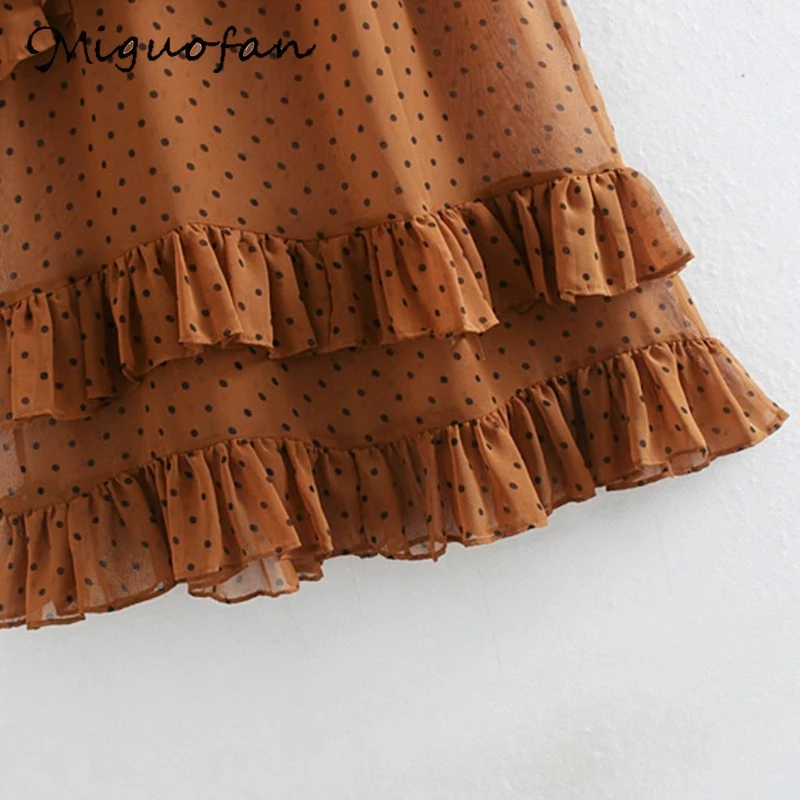 Женское платье макси в горошек с Miguofan принтом длинное оборками элегантное