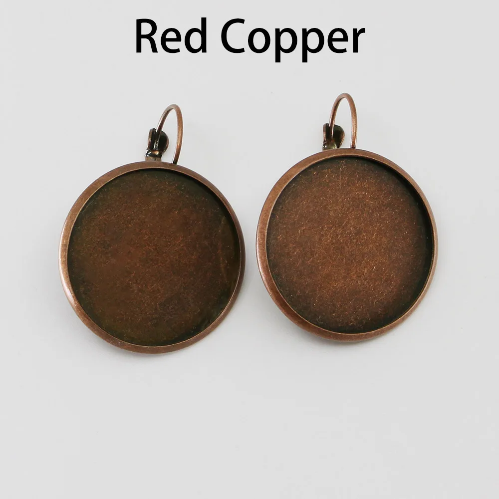 Red Copper Круглый Французский рычаг кабошон серьга установка серьга с пустым основанием Камея обрамление лоток 8 10 12 14 16 18 20 25 мм DIY ювелирных изделий - Цвет: Red Copper