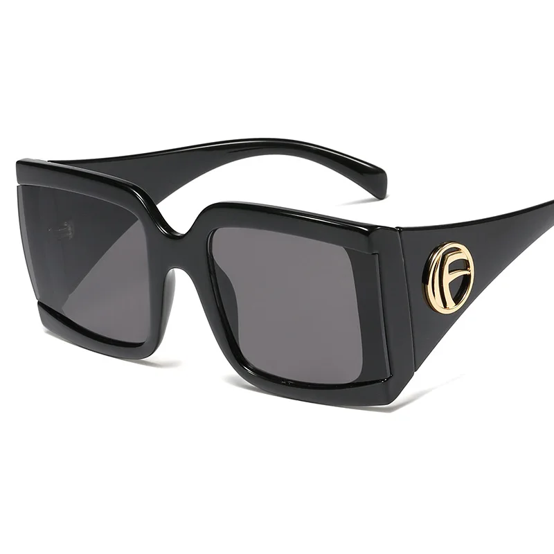 

Женские солнцезащитные очки большого размера, прямоугольные очки черного, синего цвета в стиле ретро, 2021