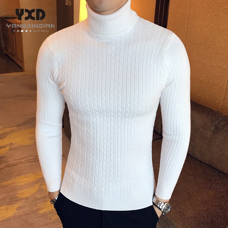 Mens Clothes Winter Man Sweater Pullover Men Christmas Cotton Mans Sweaters Jumper Men White knitted sweater Pullover Clothing