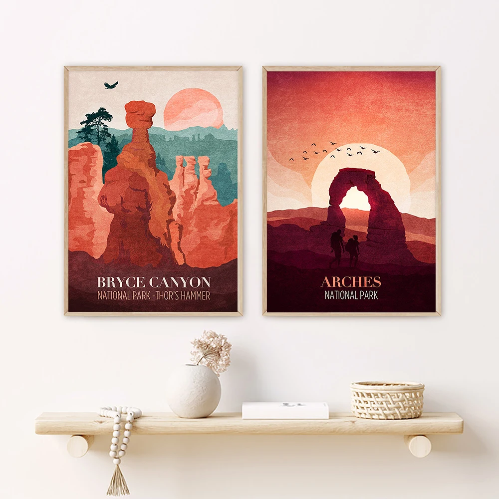Постер для путешествий, настенная живопись, Yosemite Valley Canyon Arch, печать на холсте, знаменитая картина Viewscape для гостиной, домашний декор