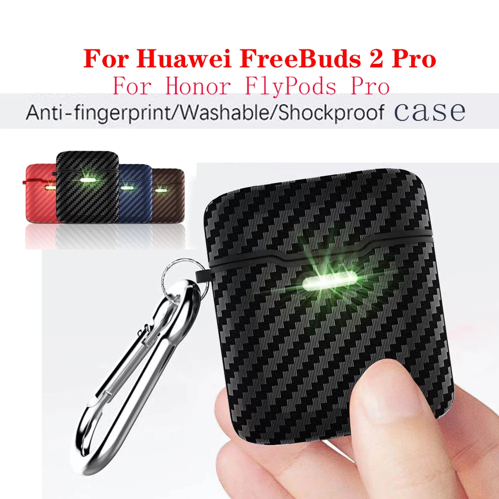 Роскошный чехол из углеродного волокна для huawei FreeBuds 2 Pro Honor FlyPods Pro чехол Беспроводная Крышка для наушников для FlyPods Pro Чехол с крючком
