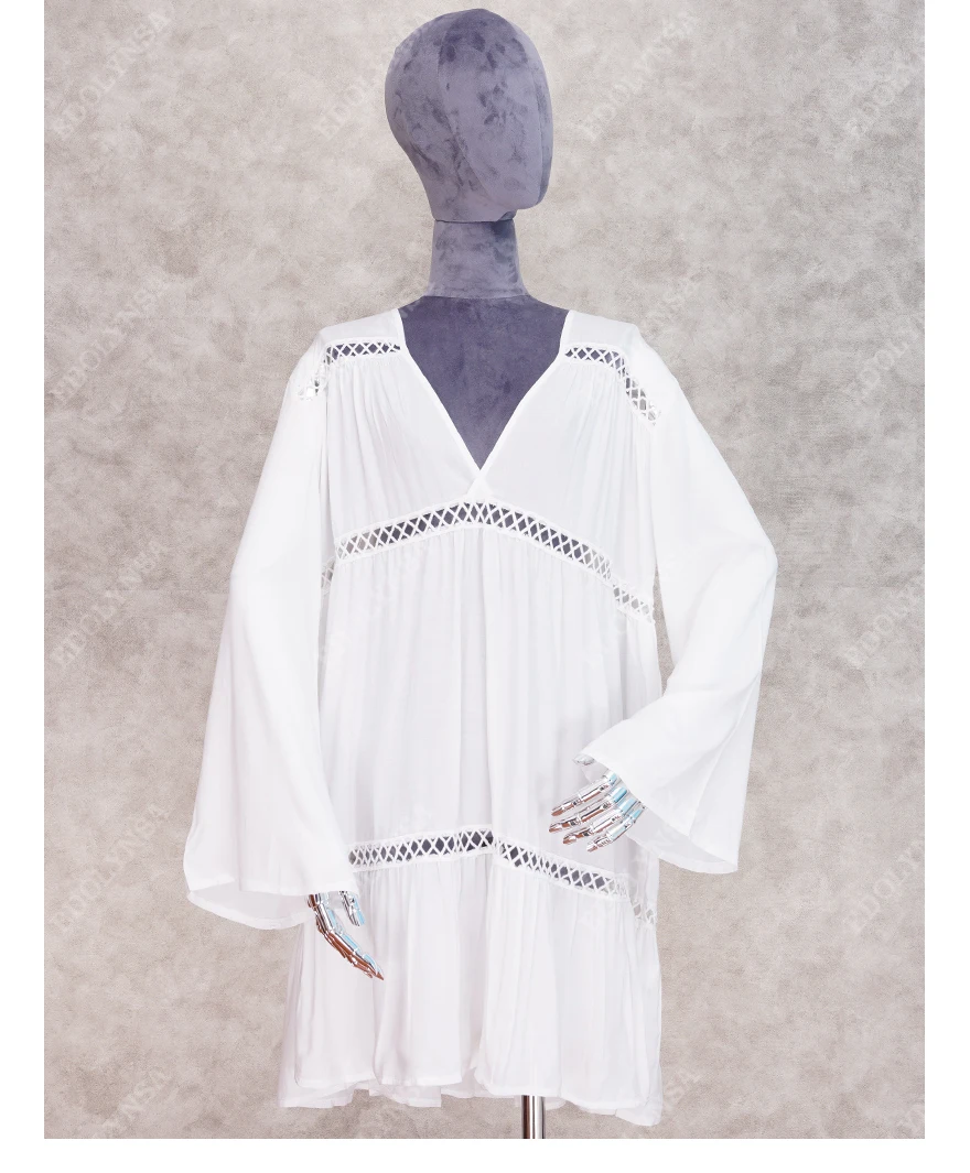Хлопок, туники для пляжа, женский купальник, накидка, женский купальник, Пляжная накидка, пляжная одежда, парео, мини платье, Saida de Praia