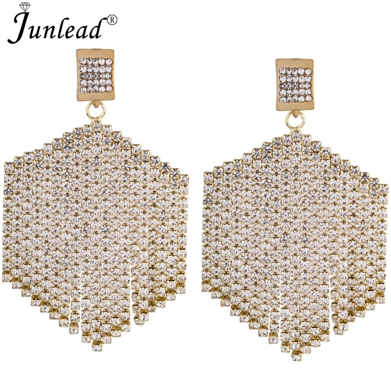 Необычные Роскошные блестящие висячие серьги ZA с кристаллами массивные