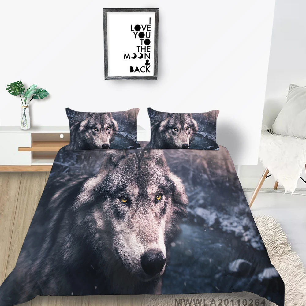 

3D Luxury Bedding Set Wolf Print Duvet Cover Set Animals Design Lifelike Fashionable Modern Home Bed Set 2/3 Pcs Bedroom Decor